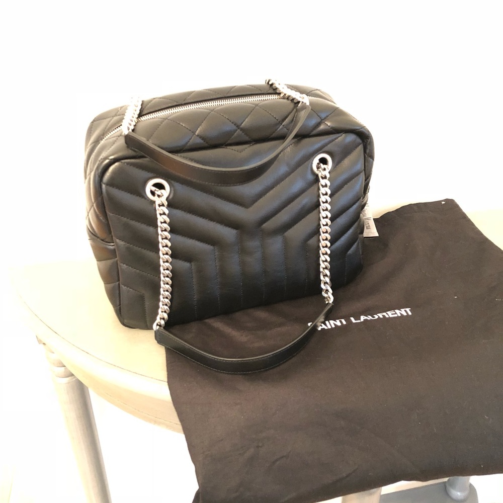 YSL loulou Y monogram medium bowler black leather.